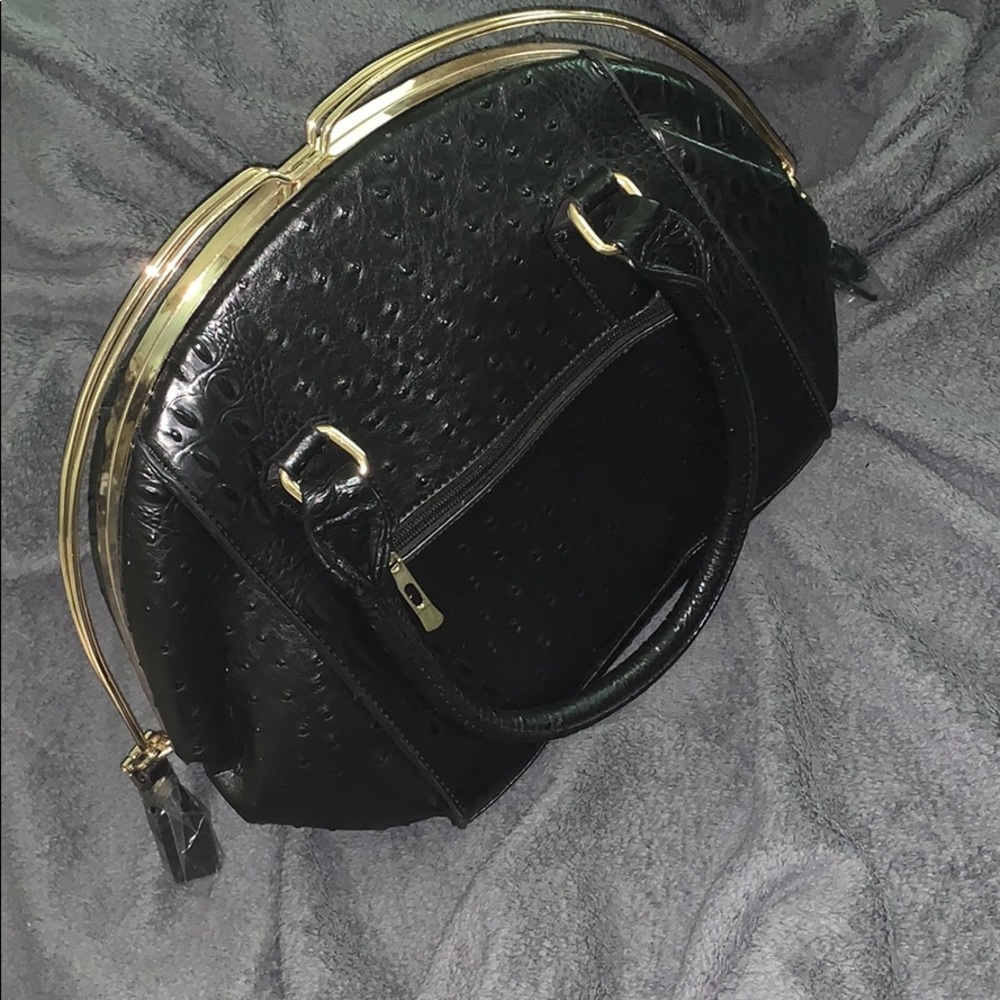 NWT Black Ostrich Skin Purse